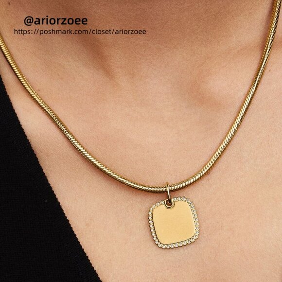 Pandora Engravable Square Tag Pendant - Picture 2 of 2